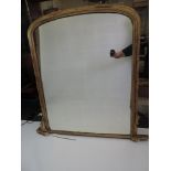 Victorian Gilt Framed Overmantel Mirror with Later Floral Decoration - Mirror Plate Size 94cm x