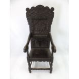 Profusely Carved Oak Armchair - Earl of Portland