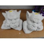 2x Concrete Garden Ornaments - Gargoyles