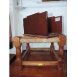 Oak Trug and Rush Seated Stool