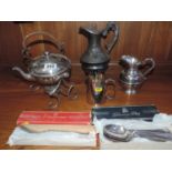 Quantity of Platedware - Cutlery, Spirit Kettle etc