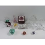 Quantity of Glass Ornaments to include Caithness Paperweight