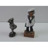 2x Figurine Ornaments - One Pewter