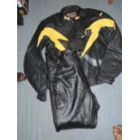 IXS Leather Motorcycle Jacket - Size 52 and Skintan Leather Trousers - Size 32