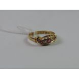 18ct Gold Diamond and Ruby Ring - Size Q