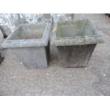 Pair of Square Concrete Garden Planters