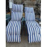 Pair of Folding Sun Loungers with Cushions