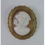 Cameo Brooch 9ct Gold Mount - 13.9gms Total Weight - 5.5cm x 4.5cm