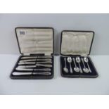 Cased Cutlery to include Silver Handled Butter Knives