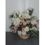 Wicker Basket and Contents - Artificial Flowers
