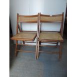 Pair of Folding Cane Seated Chairs