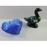 Terracotta Glazed Duck Ornament with Glass Dish