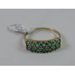 9ct Gold Ring with Green Stones - Size P