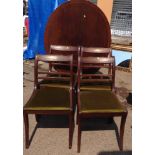 Inlaid Tilt Top Table and Set of Victorian Mahogany Chairs with Brass Inlay