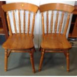 Pair of Pine Spindle Back Chairs