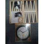 Wall Clock, Draughts and Chess Set