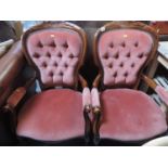 Pair of Wood Framed Upholstered Armchairs