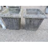 Pair of Square Concrete Garden Planters