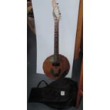 One Off Custom Made Log Guitar - 6 String with Humbucker Pickup, Fitted Bag, Lead and Strap