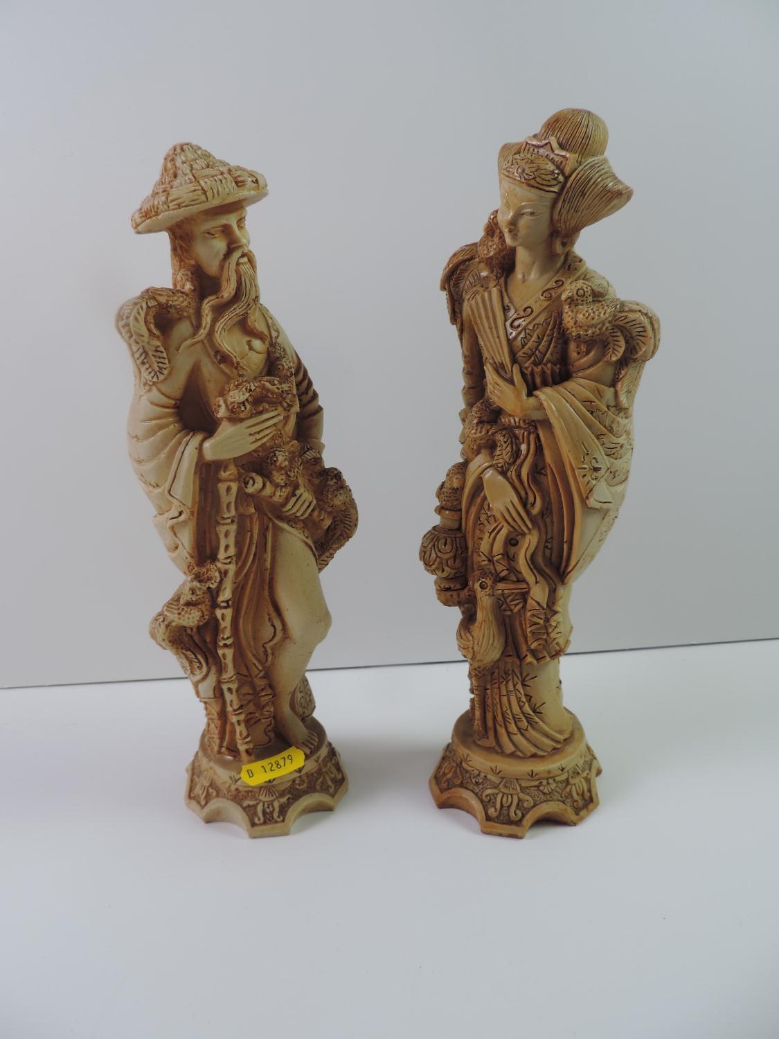 2x Oriental Resin Figurine Ornaments