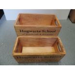 2x Wooden Boxes - Hogwarts School