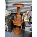 Pair of Hexagonal Stained Pine Pedestal Tables