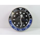 Rolex Dealer Wall Clock to Replicate GMT Master II - Date and Sweeping Second Hand - Battery