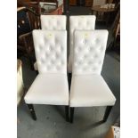 Set of 4x Modern White Upholstered Button Back Dining Chairs