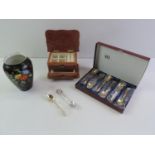 Cased Teaspoons, Vase and Jewellery Box