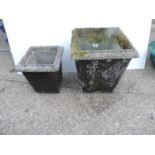 2x Square Concrete Garden Planters