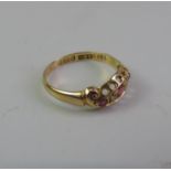 18ct Gold Diamond and Ruby Ring - Size Q