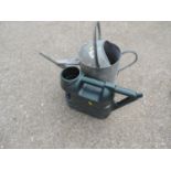 Galvanised Watering Can and Plastic Watering Can