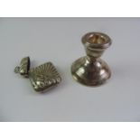 Silver Dwarf Candlestick and Unmarked Vesta Case