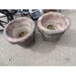 Pair of Circular Concrete Planters