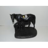Good Quality Cast Horse Mare and Foal Ornament with Signature to Base