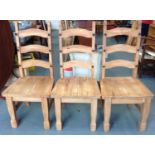 3x Mexican Pine Ladder Back Chairs