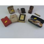 Travel Alarm Clock, Inkwell and Playing Cards etc