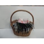 Wicker Basket and Contents