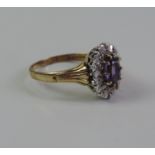 9ct Gold Amethyst and Diamond Ring