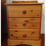 Pine Three Drawer Bedside Cabinet