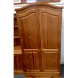 Pine Two Door Wardrobe with Drawer under