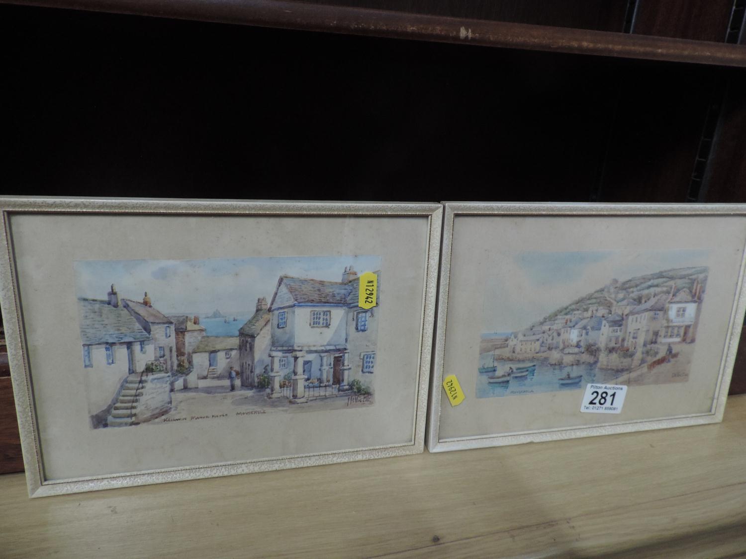 2x Signed Framed Watercolours - Mousehole