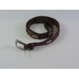 Leather Belt with White Metal Mounts