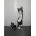 2x Treen Cat Ornaments