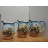 Set of 3x Graduating Falcon Ware Jugs