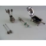 Silver Plated Mustard Pot, Cocktail Sticks etc