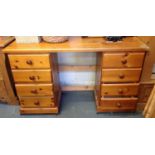 Pine Nine Drawer Desk