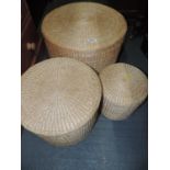 Nest of 3x Graduating Rattan Stools