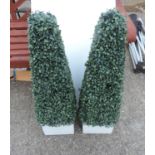Pair of Potted Plastic Box Hedging