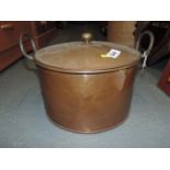 Large Copper Lidded Two Handled Cooking Pot